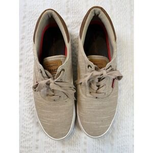 Levi's Mens Canvas Sneakers Tan Khaki Casual Lace Up Shoes Size 13 Comfort